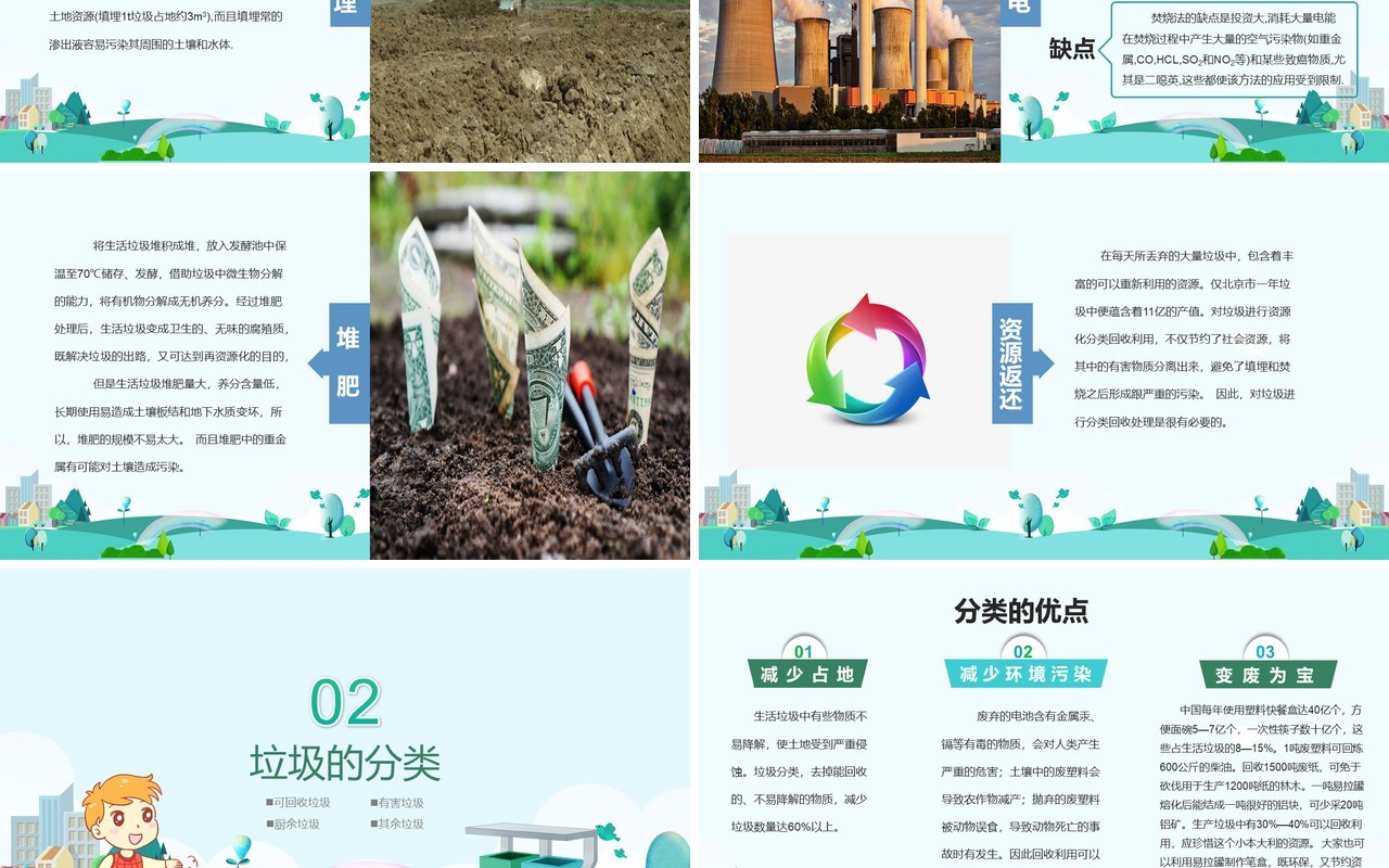 绿色环保垃圾不落地垃圾分类宣传PPT模板