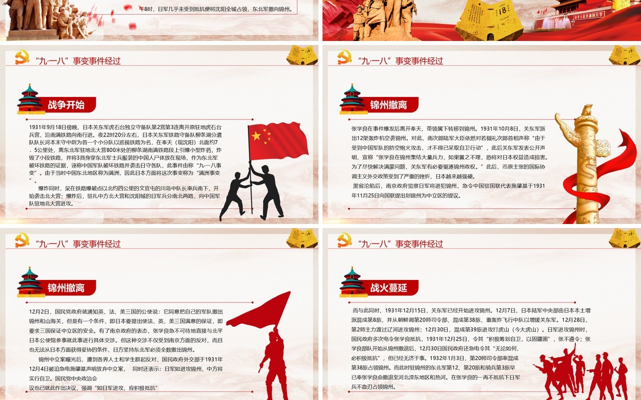 党政党建牢记历史铭记九一八事变纪念日PPT模板