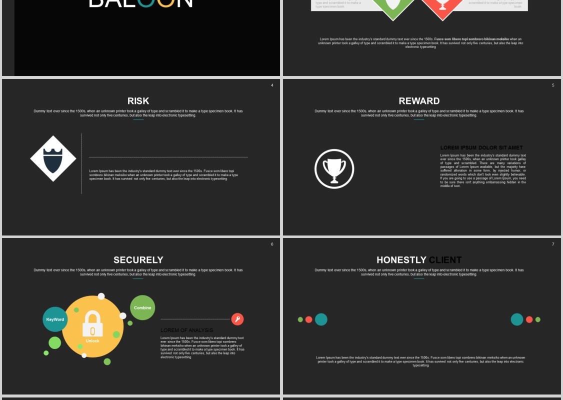 实用工作汇报PPT版式设计信息图表模板Baloon - Powerpoint Template