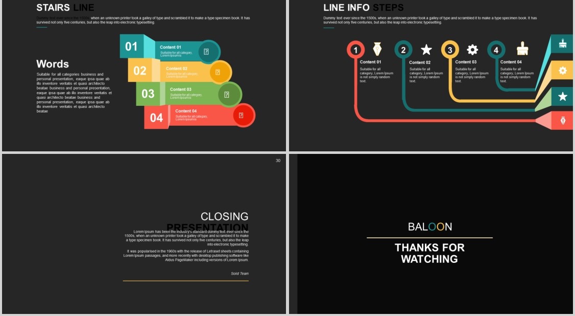 实用工作汇报PPT版式设计信息图表模板Baloon - Powerpoint Template