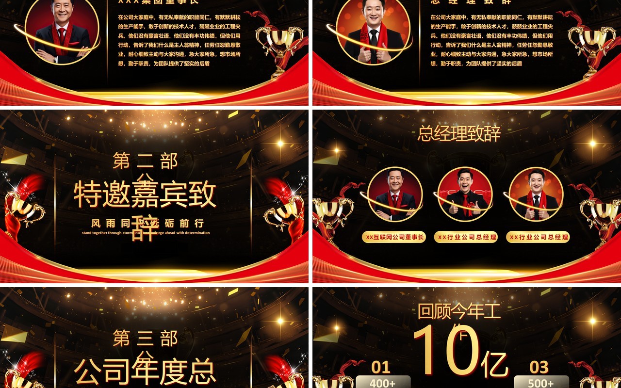 黑金酷炫风年度优秀员工颁奖典礼PPT模板
