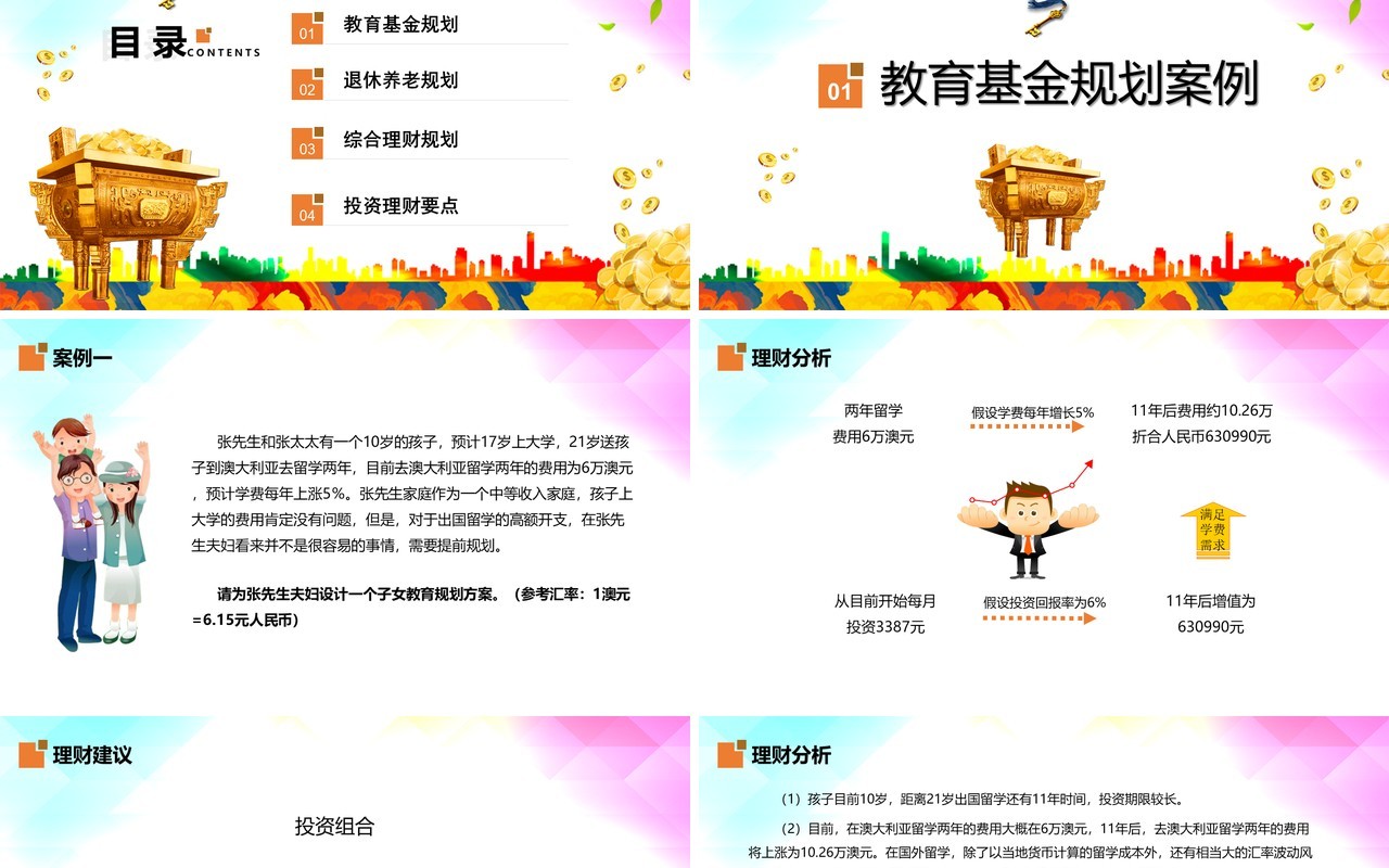 投资理财案例分析基金定投PPT模板