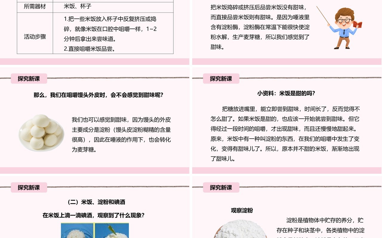 教科版六年级科学下册米饭、淀粉和碘酒的变化课件PPT模板
