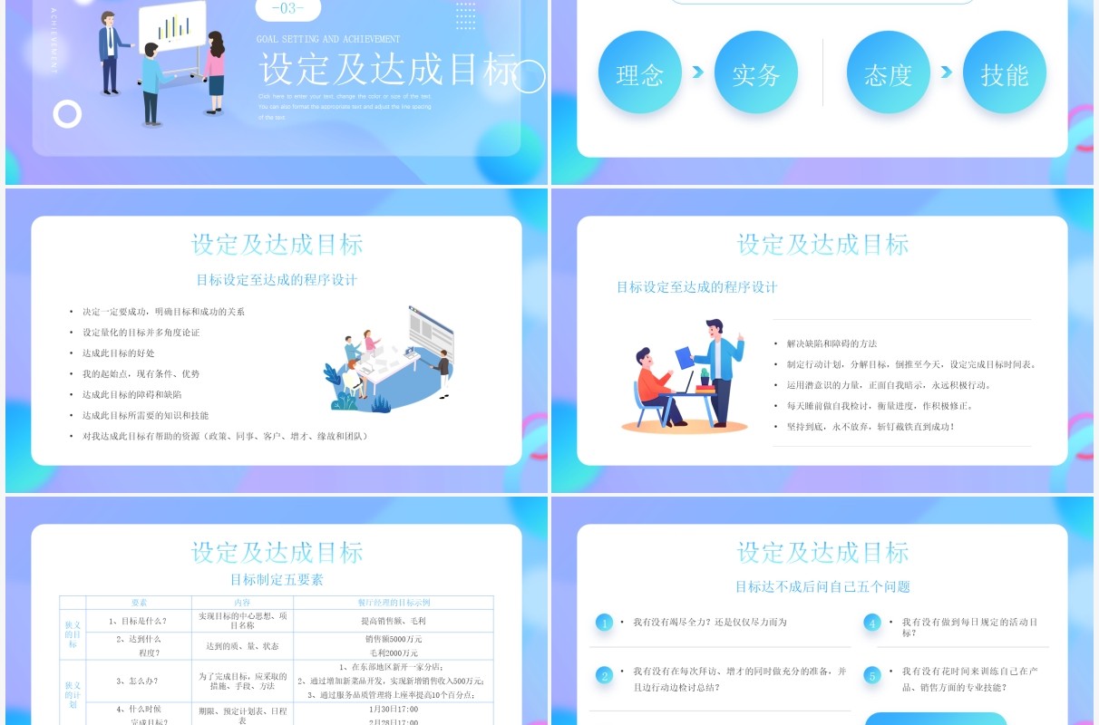 紫色创意目标设定与达成商务培训PPT模板