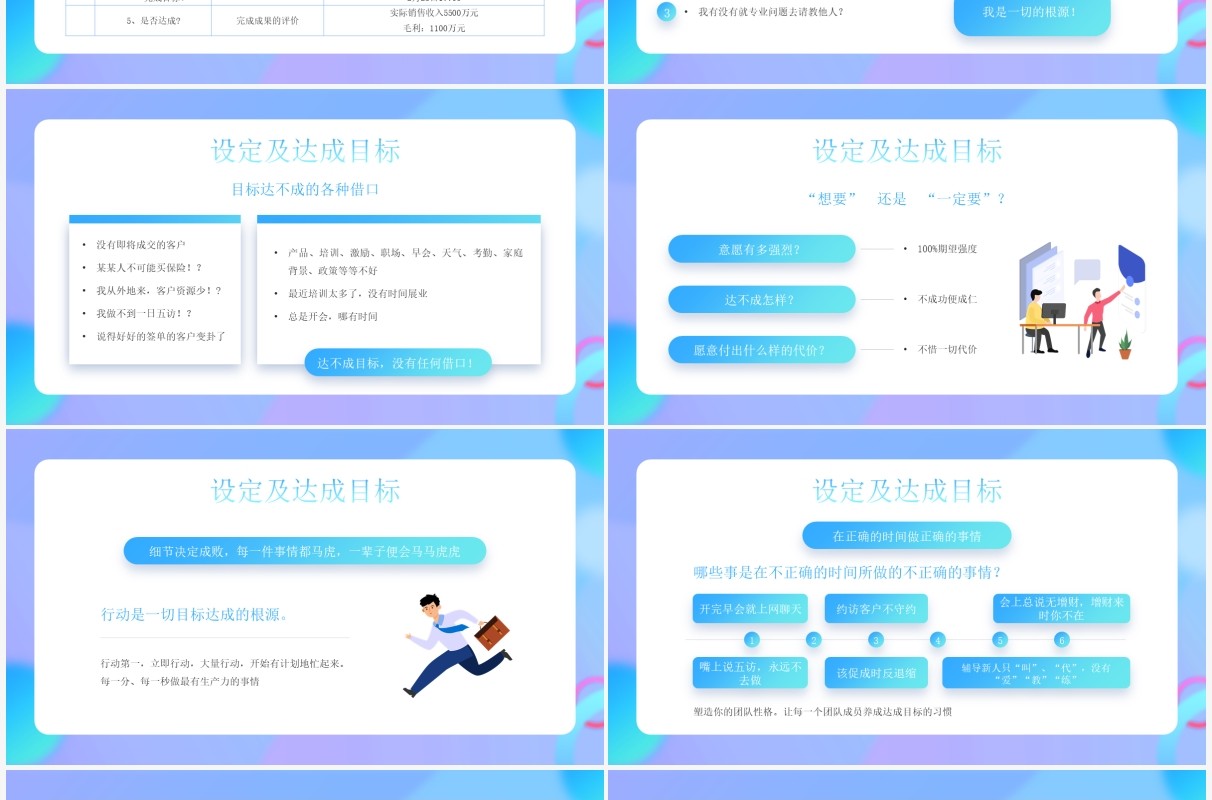 紫色创意目标设定与达成商务培训PPT模板