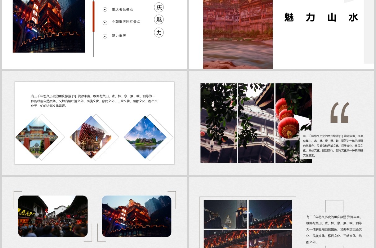 重庆魅力旅游景点宣传介绍PPT模板