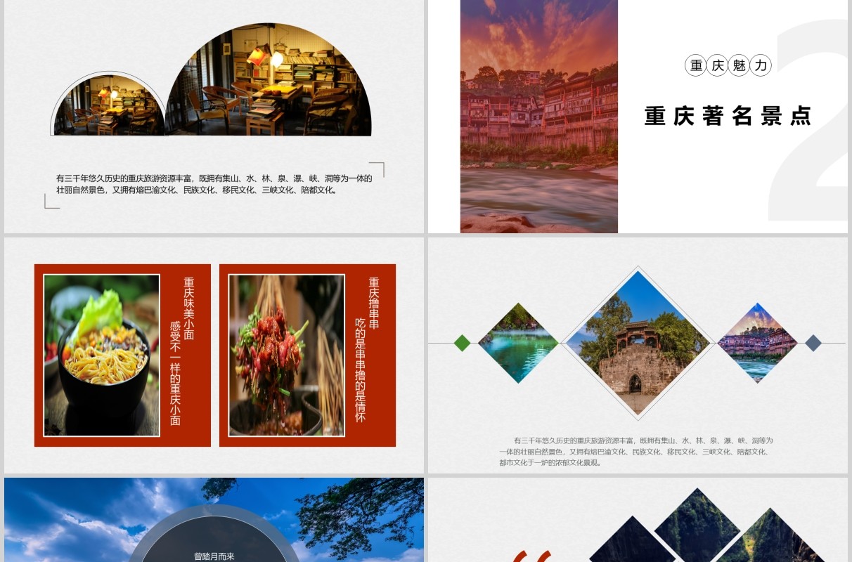 重庆魅力旅游景点宣传介绍PPT模板