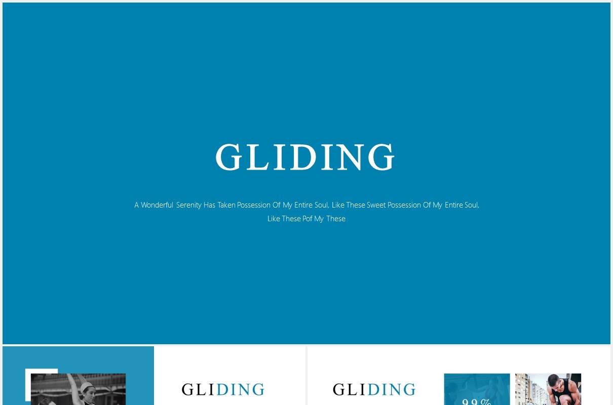 简约国外运动健身PPT信息图表模板Gliding Powerpoint Template