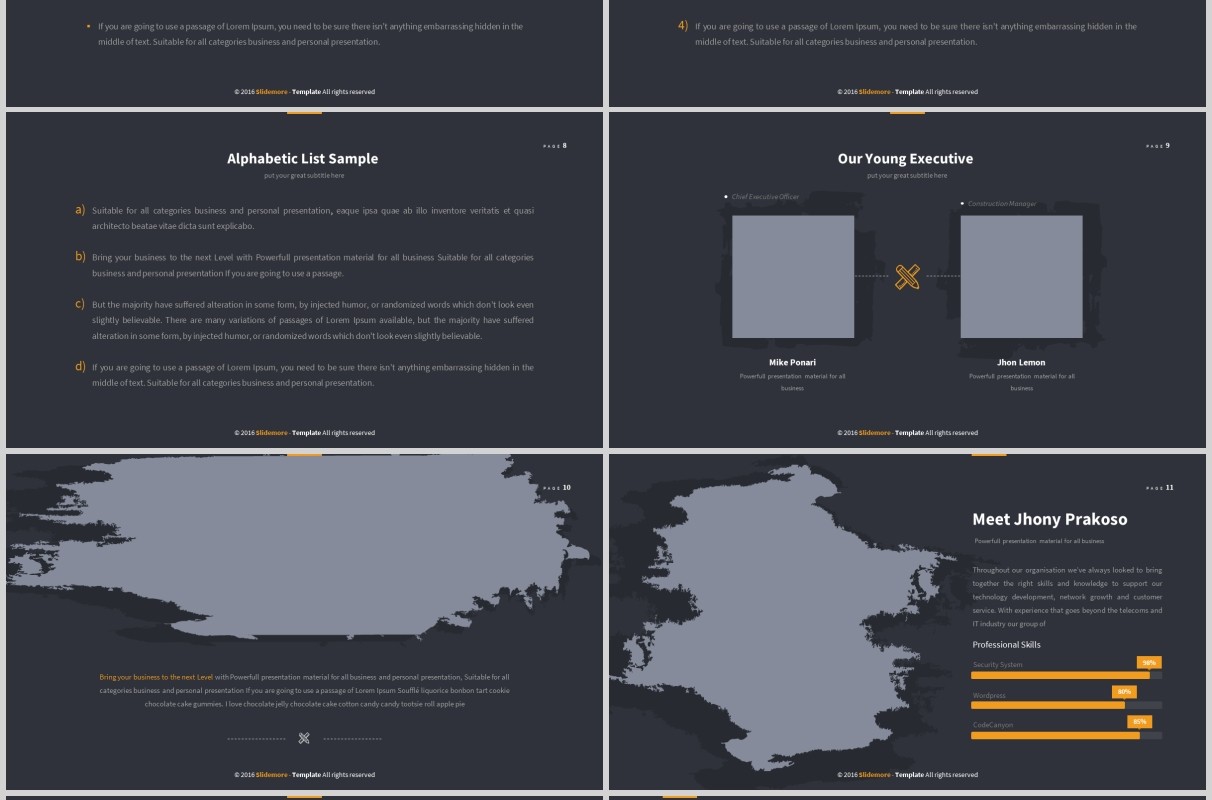 深色创意图形图文排版PPT商务版式模板Infocs Powerpoint Template