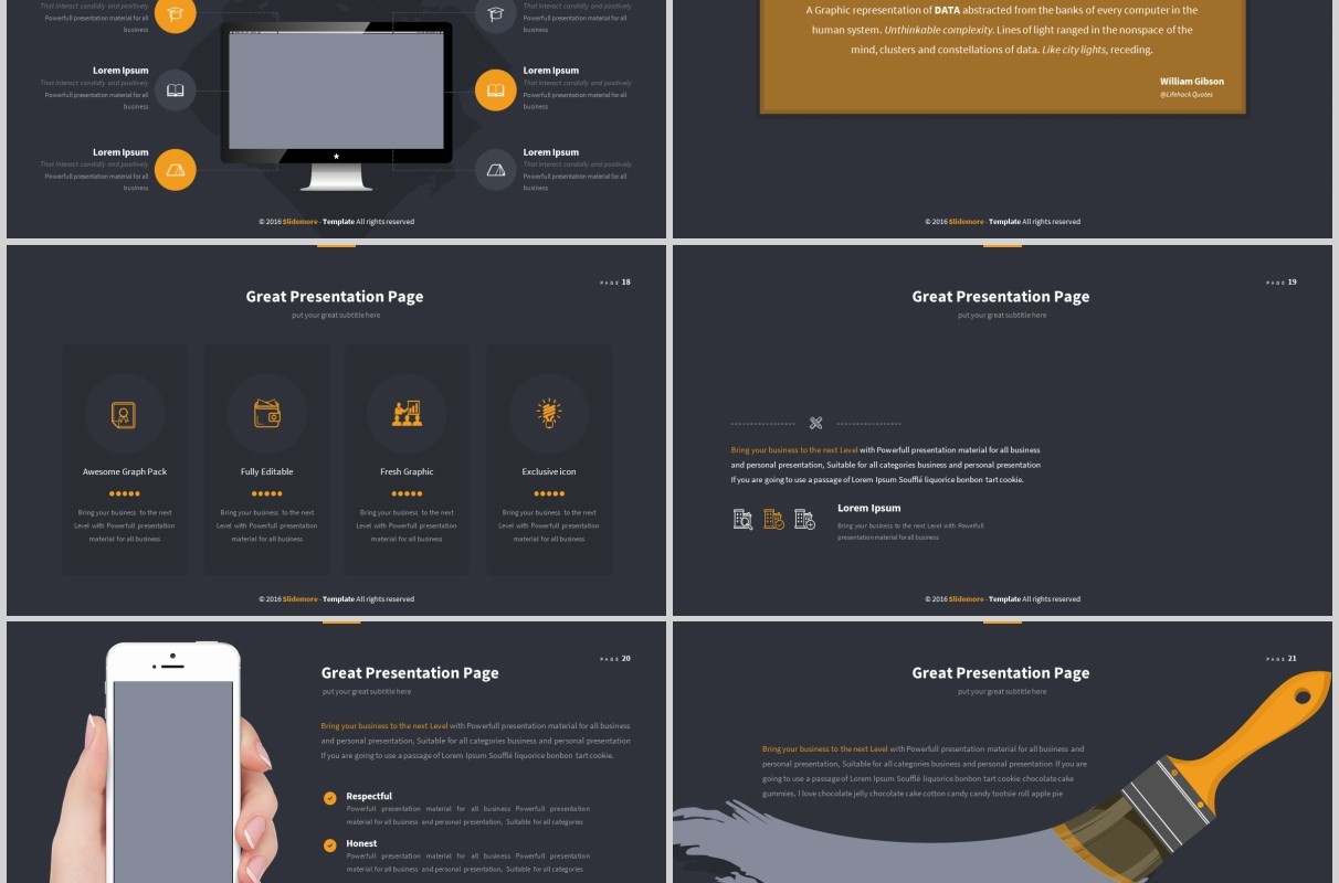 深色创意图形图文排版PPT商务版式模板Infocs Powerpoint Template