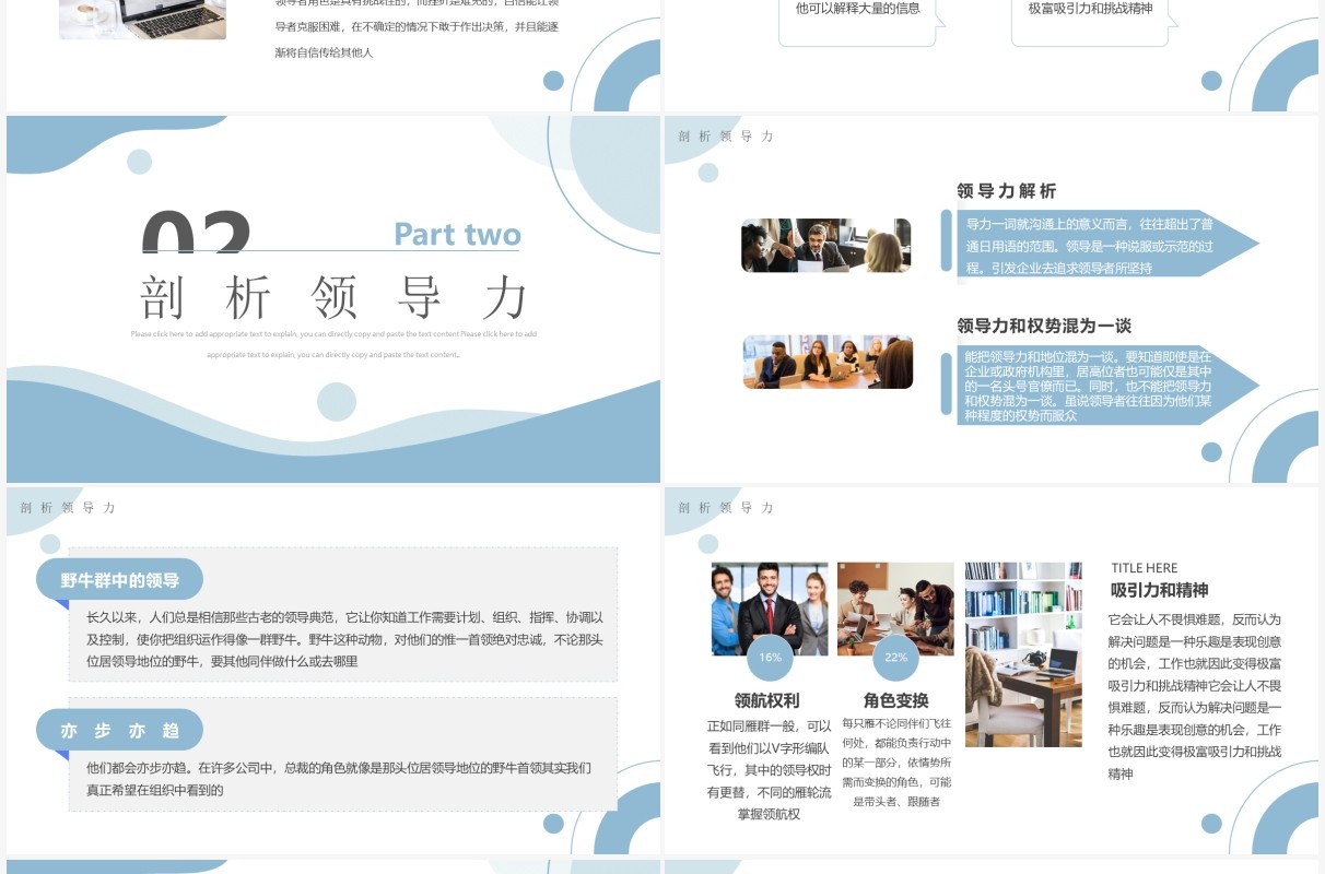 蓝色简约风企业领导力培训PPT模板