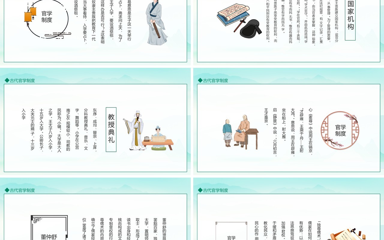古代官学制度介绍动态PPT模板