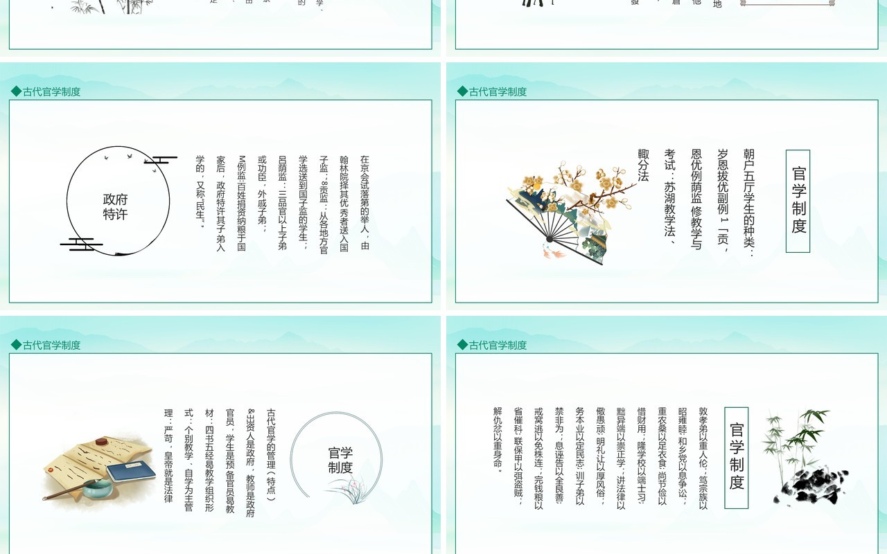 古代官学制度介绍动态PPT模板