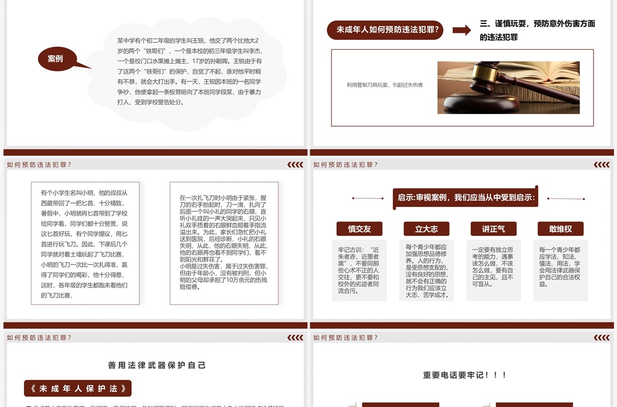 褐色简约风法律知识讲座PPT模板
