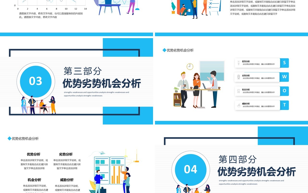 SWOT优势劣势机会分析动态PPT模板