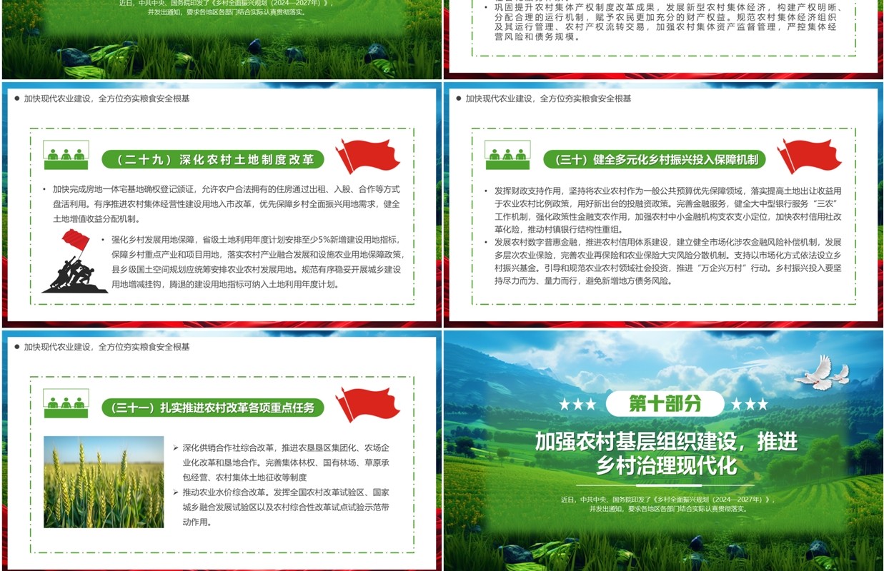 绿色简约风乡村全面振兴规划PPT模板