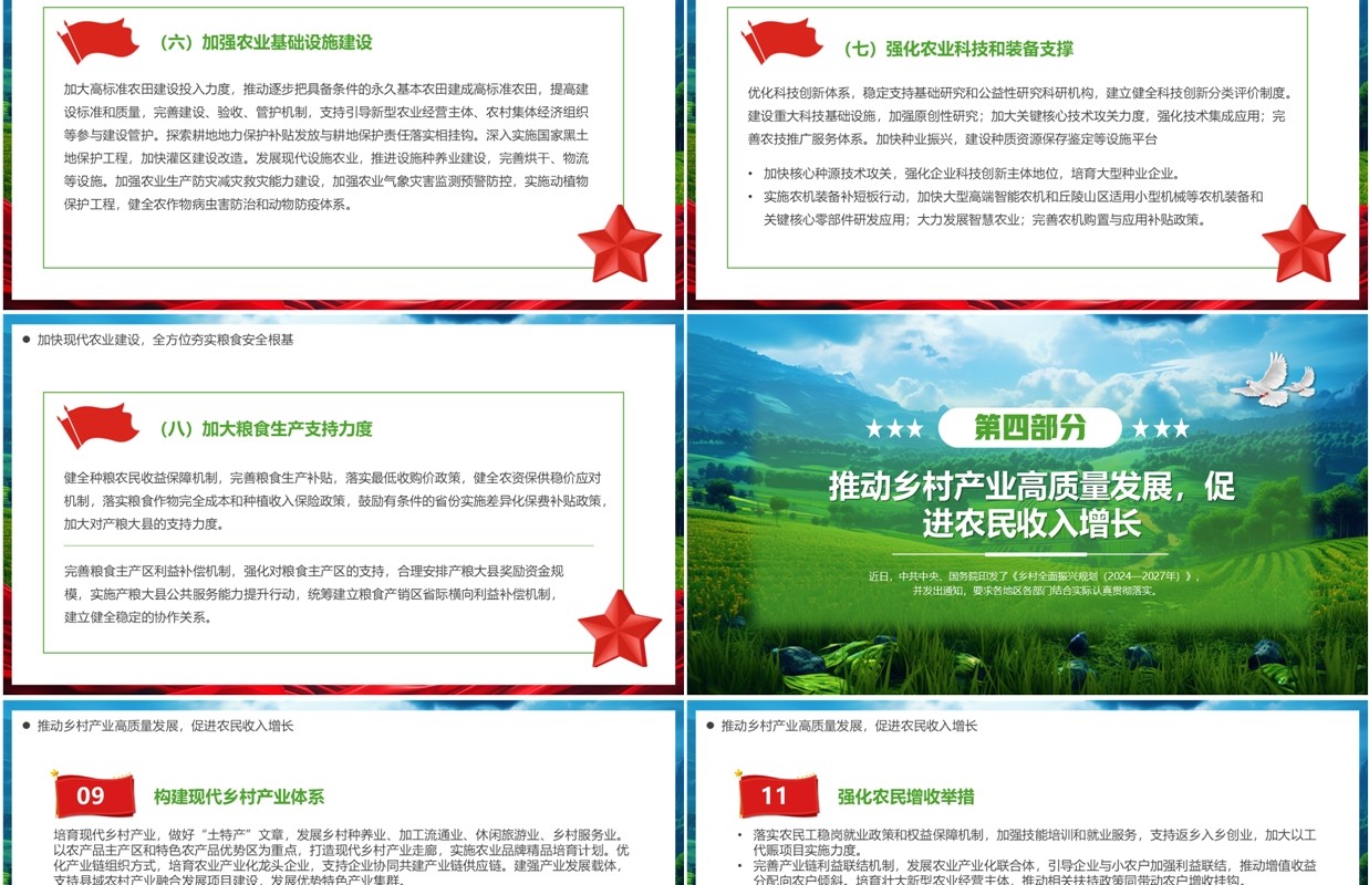 绿色简约风乡村全面振兴规划PPT模板