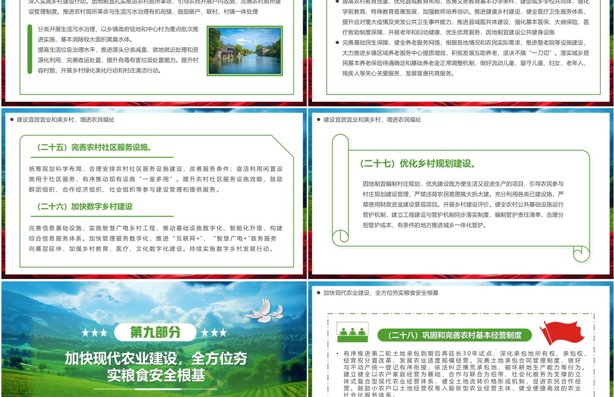 绿色简约风乡村全面振兴规划PPT模板