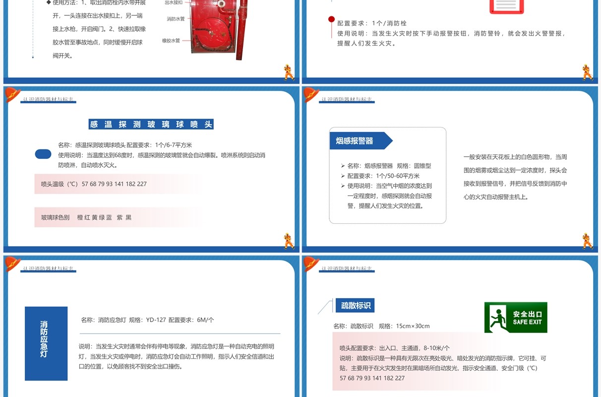 蓝色卡通风校园消防安全培训PPT模板