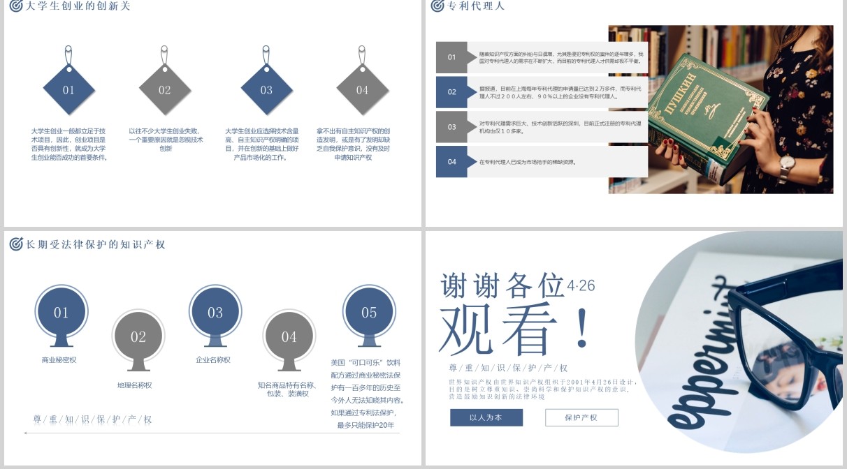 时尚简洁世界知识产权日ppt模板