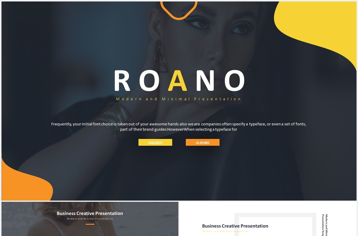 时尚高端国外图片排版PPT信息图表模板Roano - Powerpoint Template