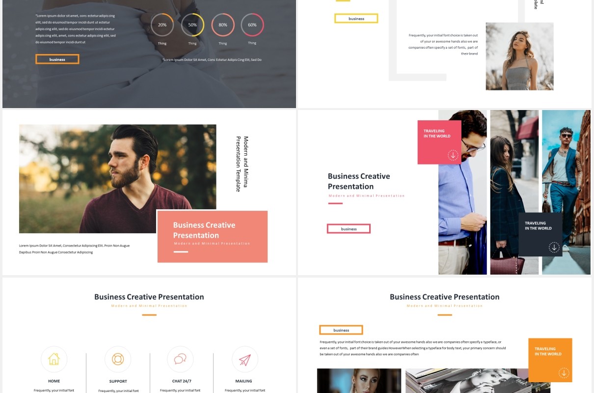 时尚高端国外图片排版PPT信息图表模板Roano - Powerpoint Template