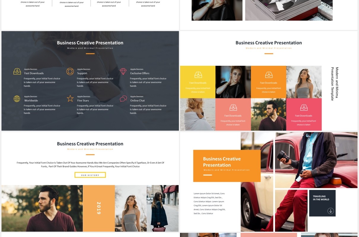 时尚高端国外图片排版PPT信息图表模板Roano - Powerpoint Template