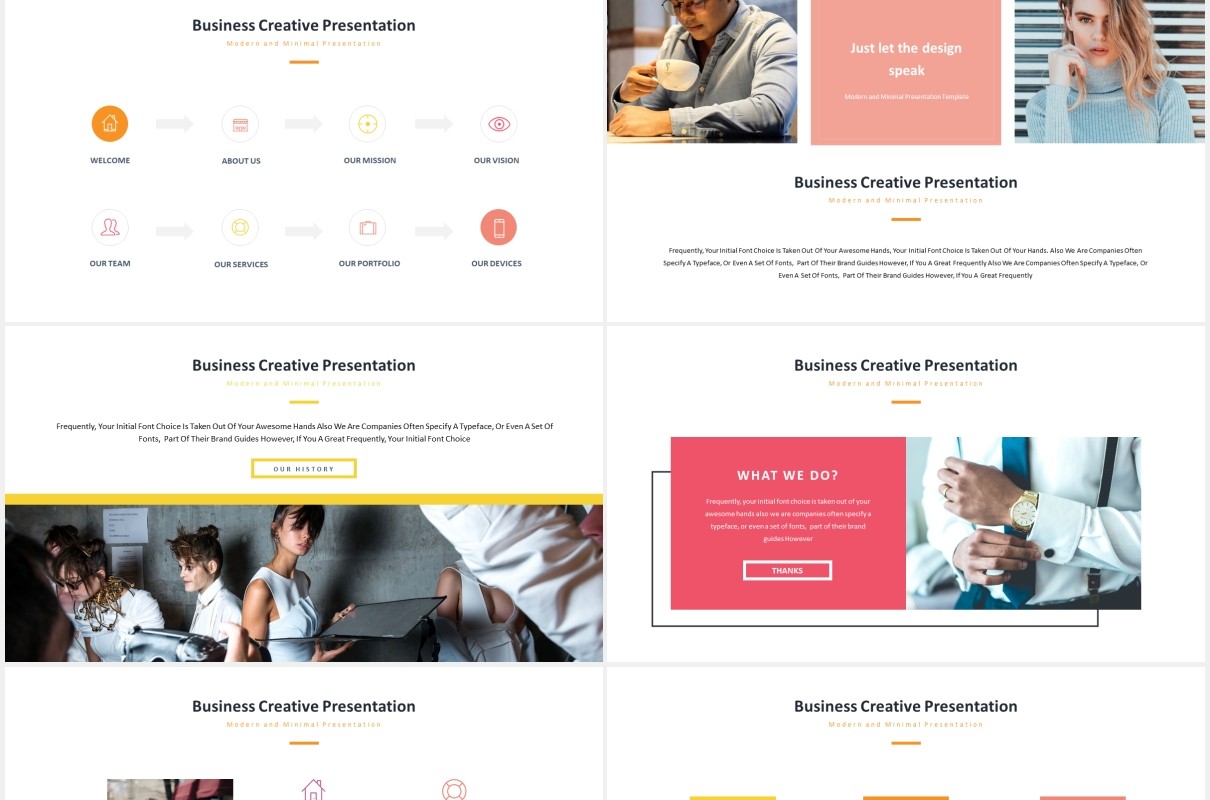 时尚高端国外图片排版PPT信息图表模板Roano - Powerpoint Template