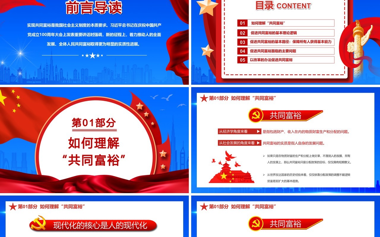 党政风促进共同富裕应全面融入人的现代化过程之中通用PPT模板