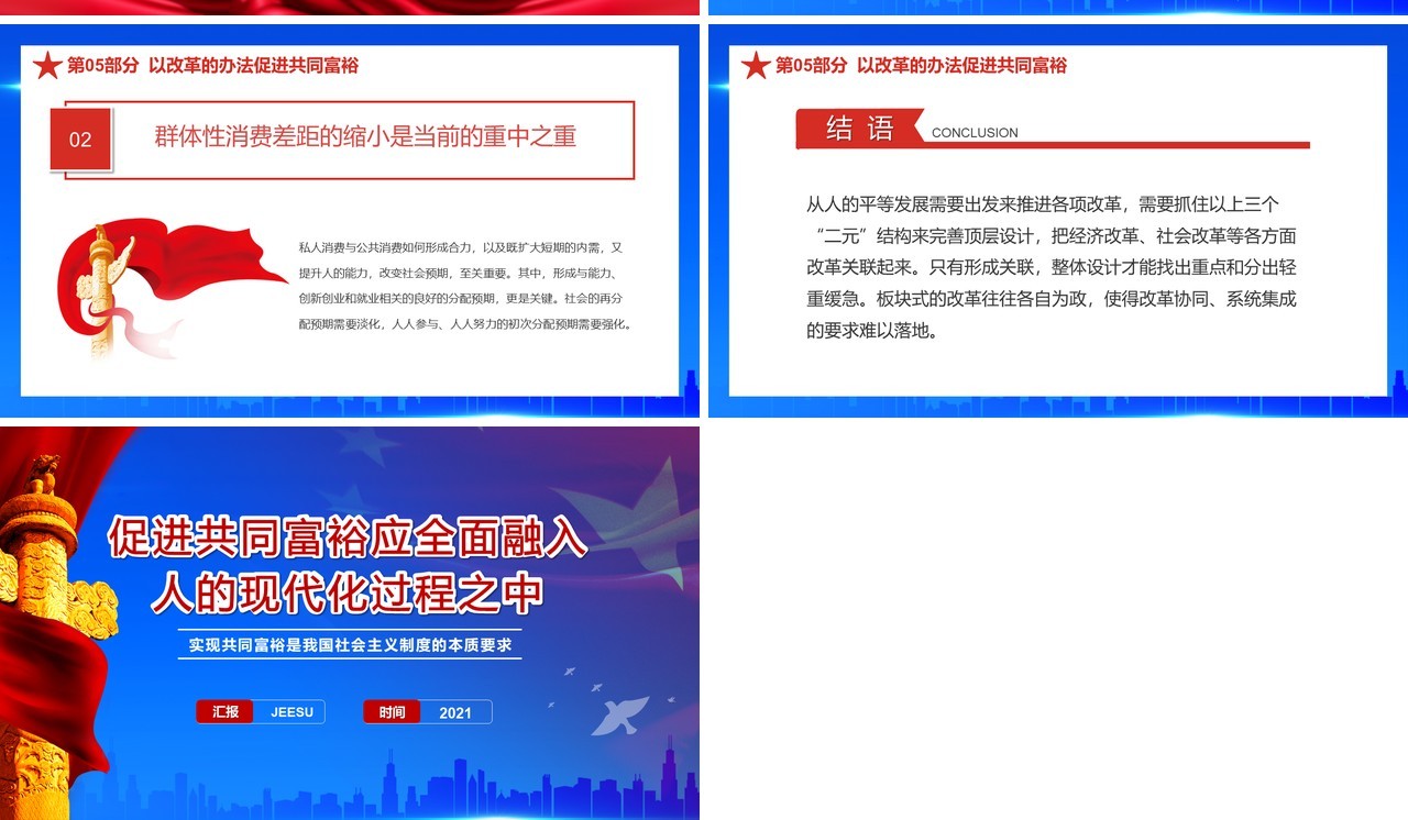 党政风促进共同富裕应全面融入人的现代化过程之中通用PPT模板