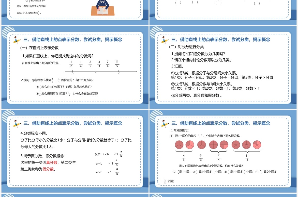 部编版五年级数学下册真分数假分数和带分数课件PPT模板