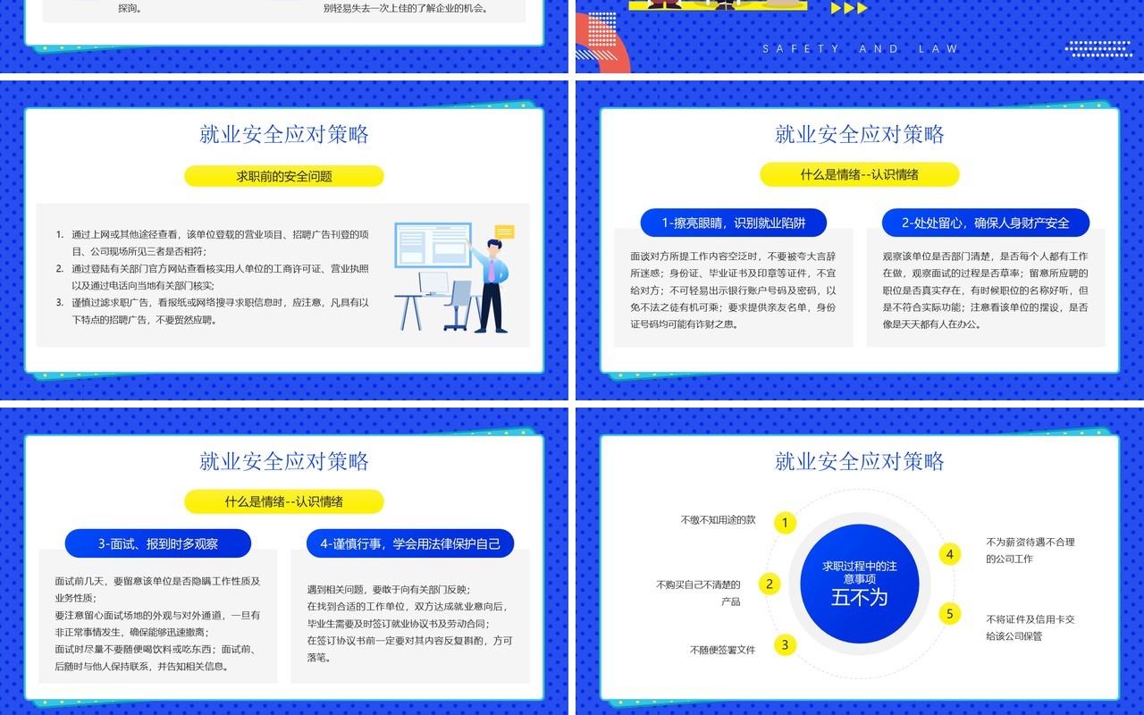 蓝色卡通风就业相关法律知识介绍PPT模板