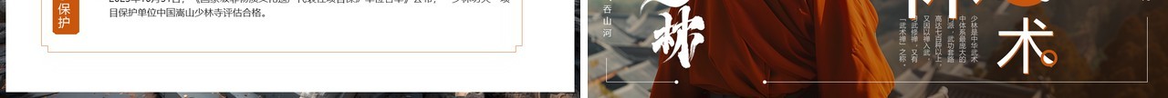 棕色简约风非遗系列之少林武术PPT模板