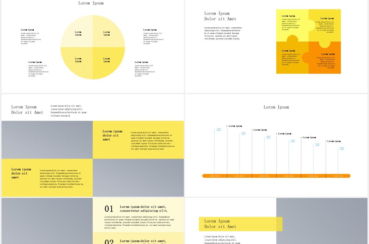 黄色商务商业计划书图片排版设计PPT模板PROSHINE - Business PowerPoint Template