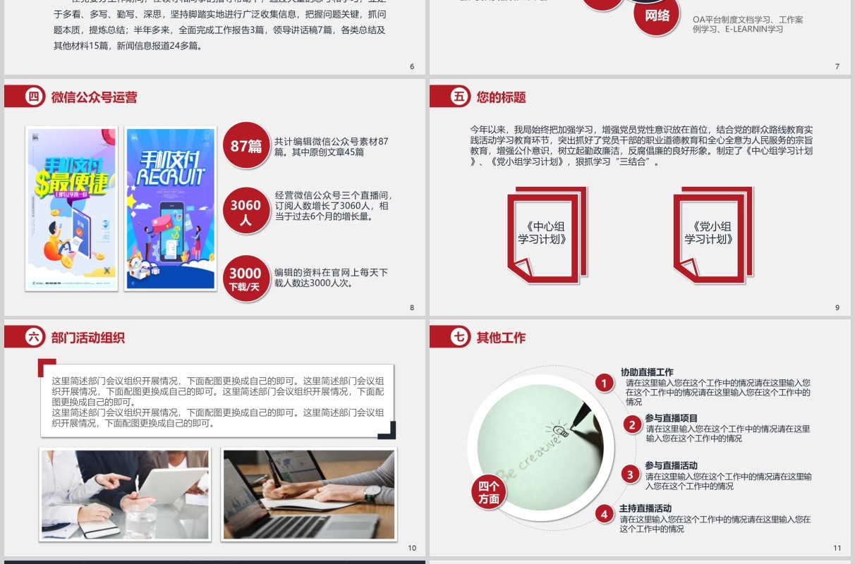简洁红色医生述职报告PPT模板