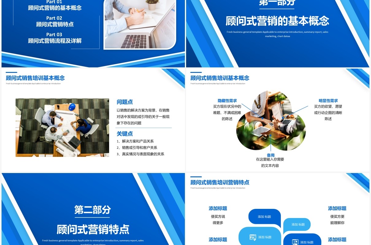 蓝色商务风企业顾问式消费培训PPT模板