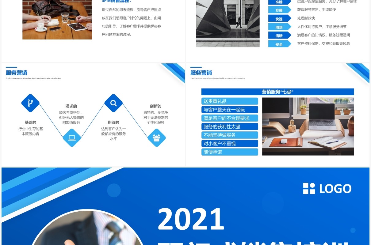 蓝色商务风企业顾问式消费培训PPT模板