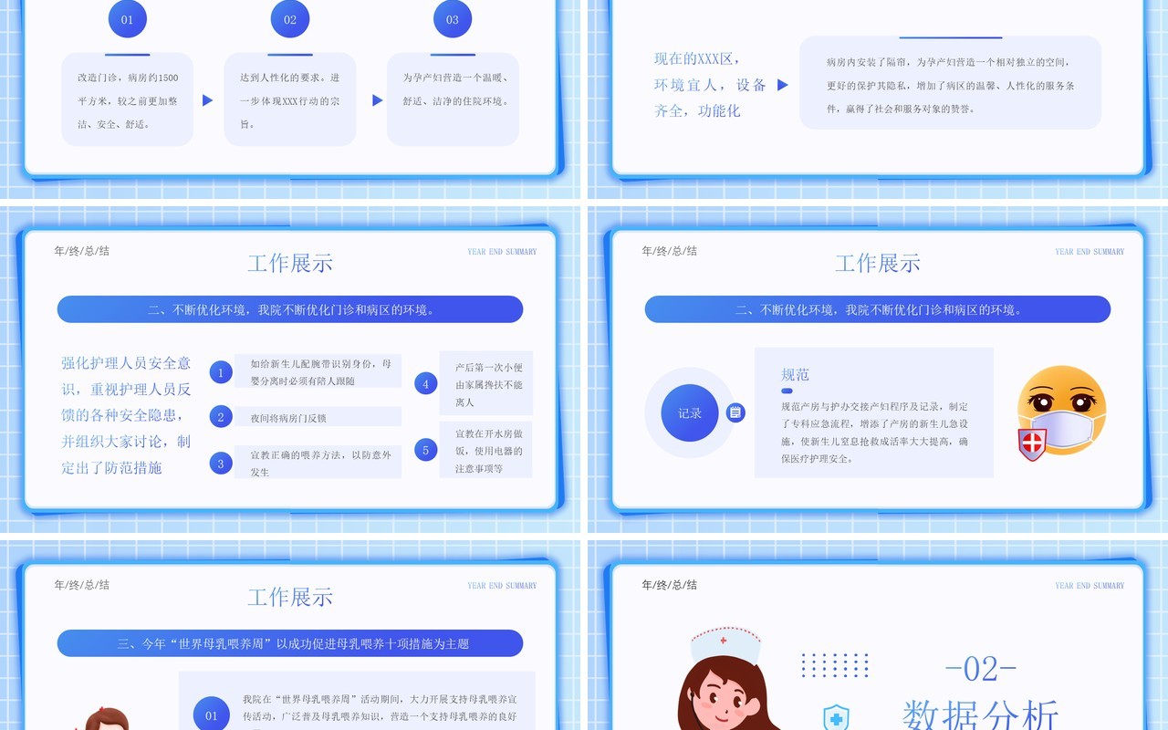 蓝色插画风妇产科年终工作总结报告PPT模板