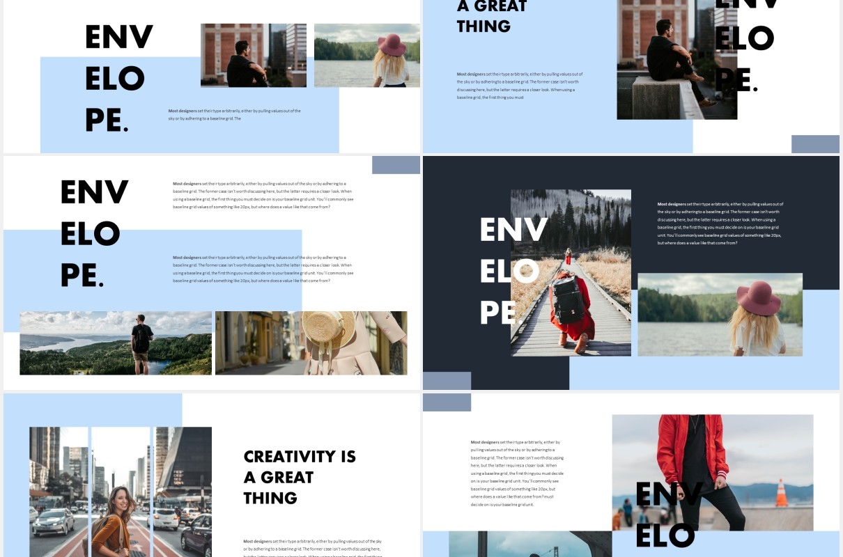 摄影展示国外PPT图片排版模板Envelope Powerpoint Template