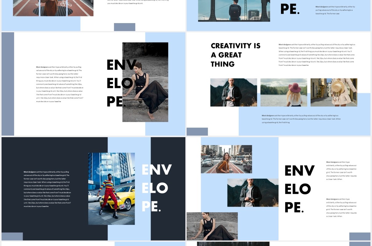 摄影展示国外PPT图片排版模板Envelope Powerpoint Template