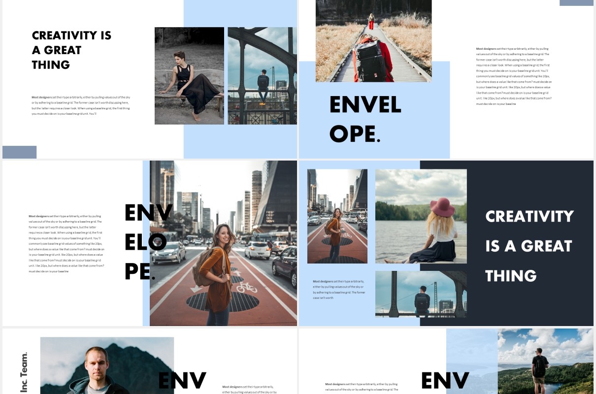 摄影展示国外PPT图片排版模板Envelope Powerpoint Template