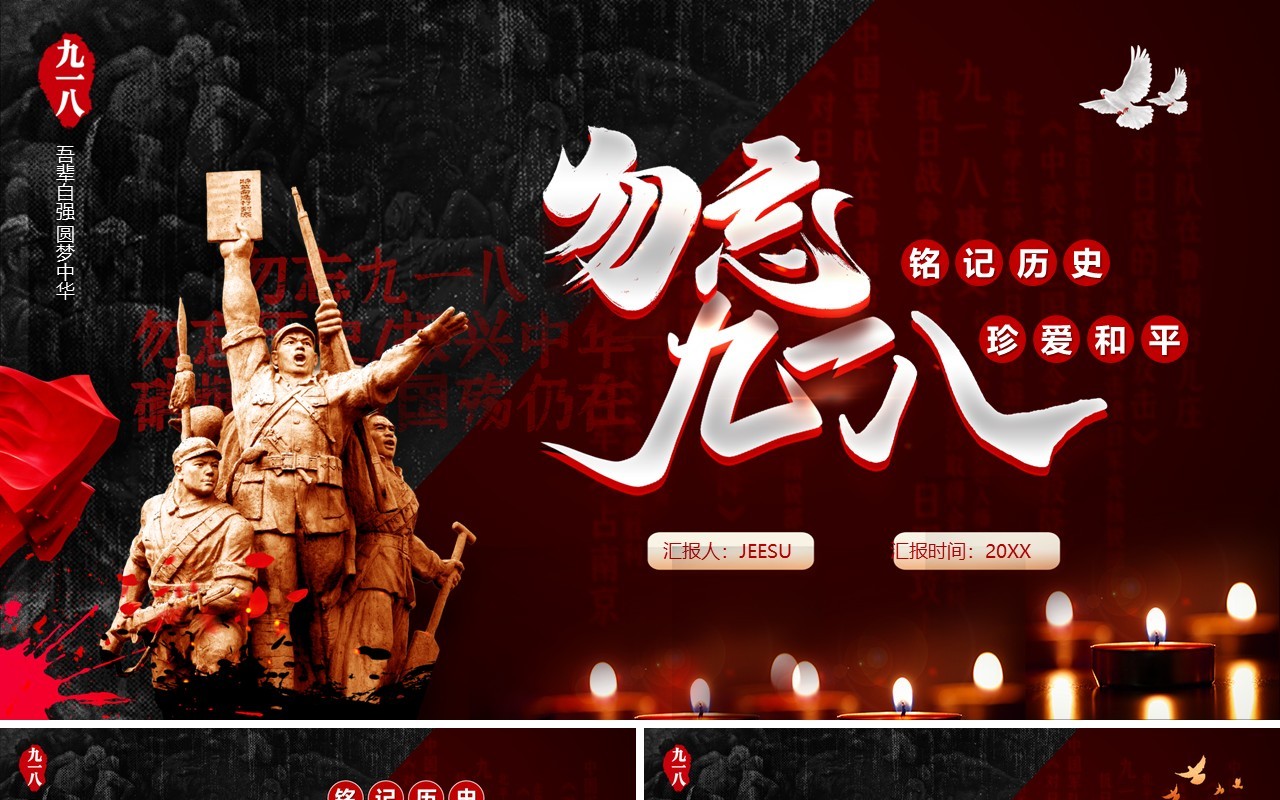铭记历史勿忘国耻九一八事变PPT模板