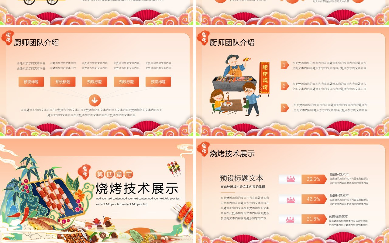 橙色国潮风美味烧烤钜惠来袭活动策划PPT模板