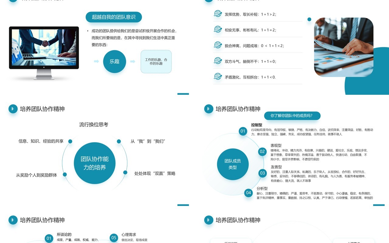 蓝色商务风团队协作之重企业培训PPT模板