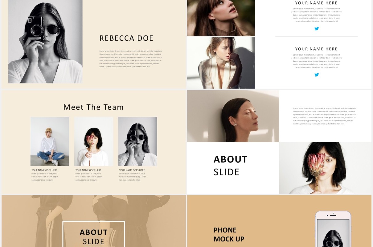 时尚时装手册电子图片展示PPT模板Fashione Lookbook Powerpoint