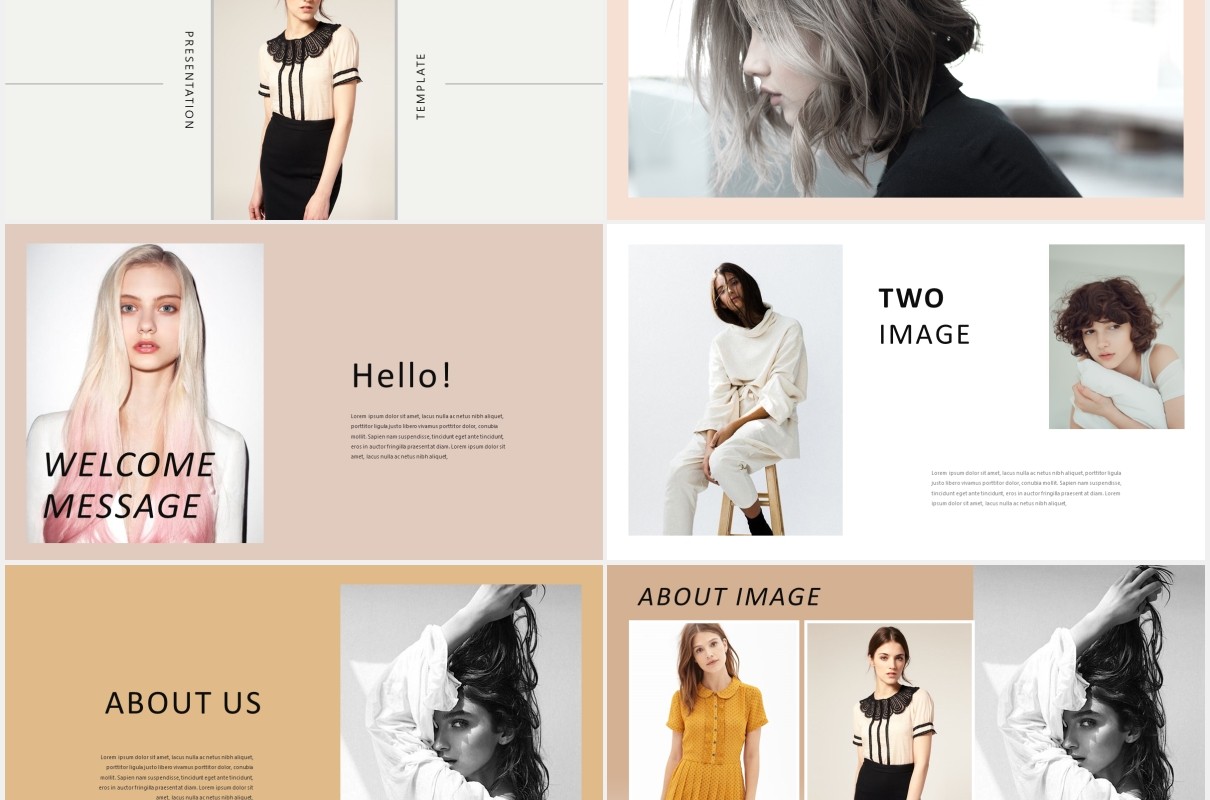 时尚时装手册电子图片展示PPT模板Fashione Lookbook Powerpoint