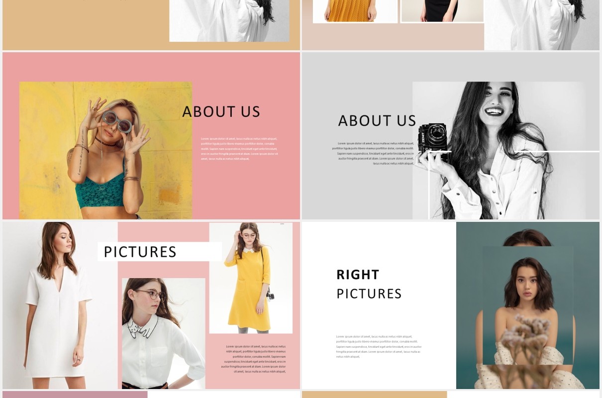 时尚时装手册电子图片展示PPT模板Fashione Lookbook Powerpoint