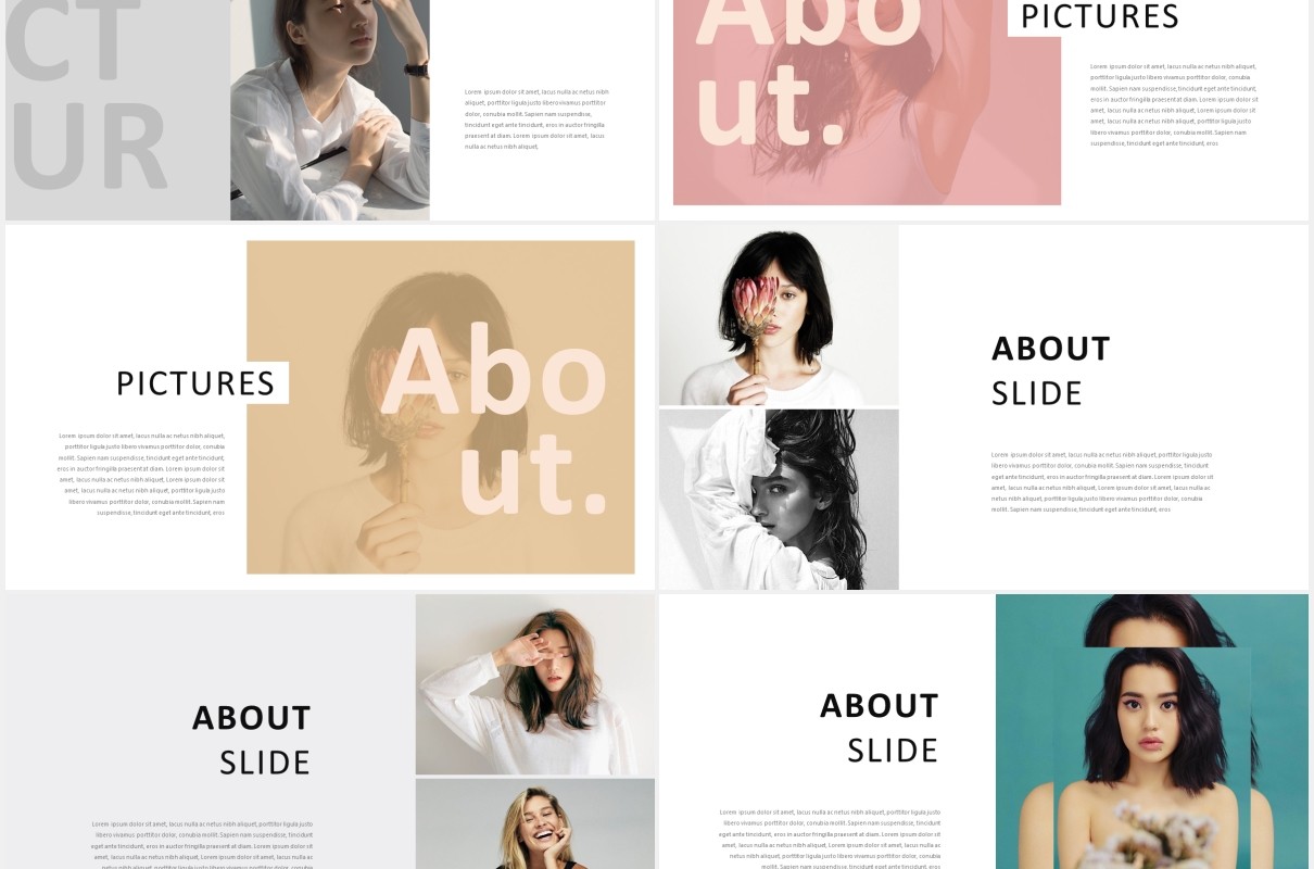 时尚时装手册电子图片展示PPT模板Fashione Lookbook Powerpoint