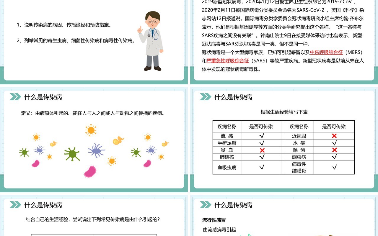 部编版八年级生物下册传染病及其预防课件PPT模板