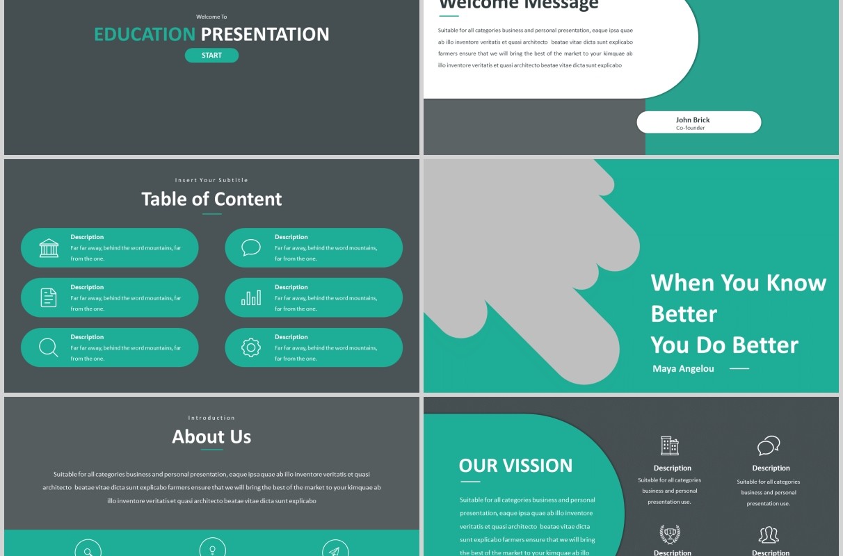 绿色教育图片排版设计PPT模板Educas - Education Powerpoint Template